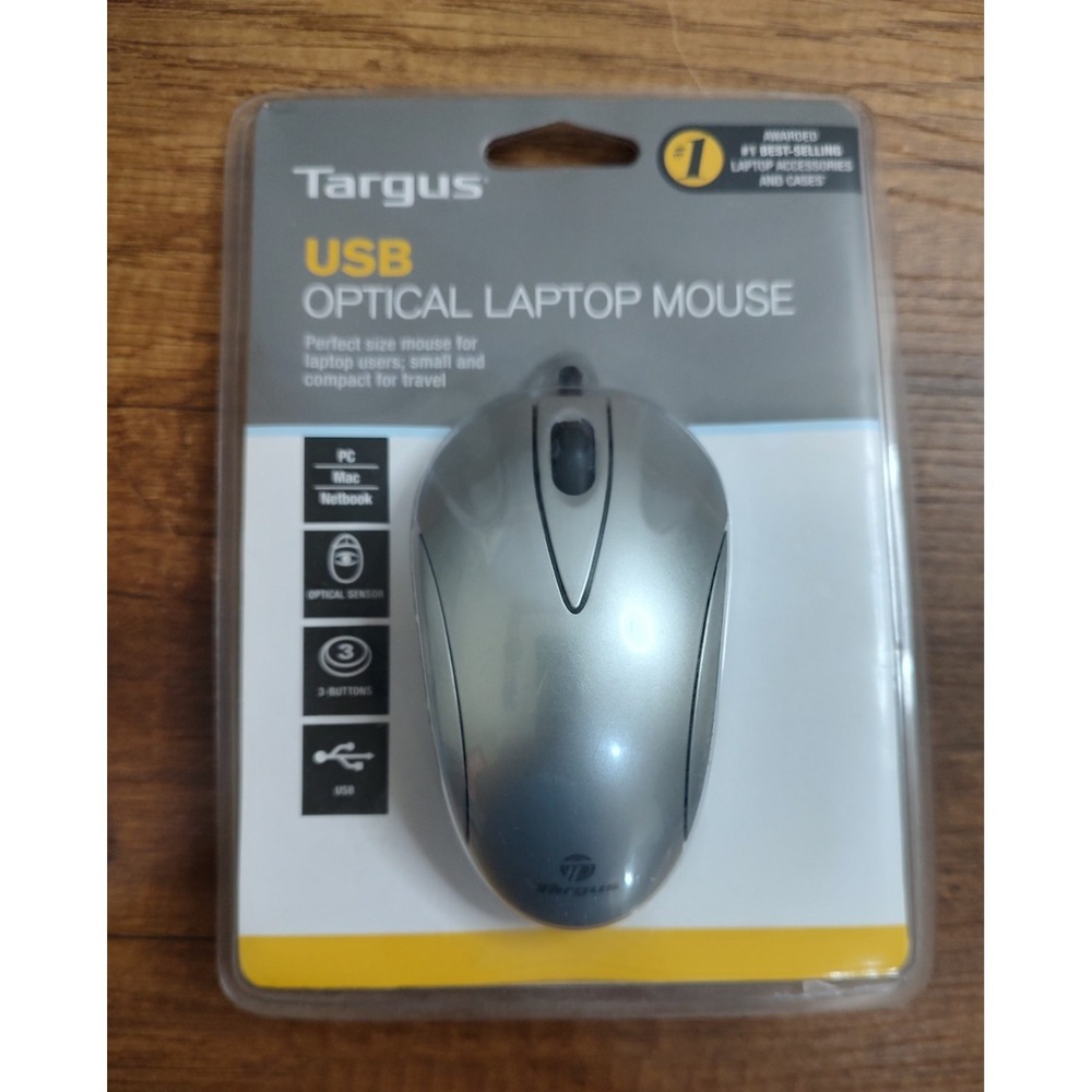 NEW Targus 3-Button USB Optical Laptop Mouse Scroll-Wheel BUS0213 AMU51US PC/Mac